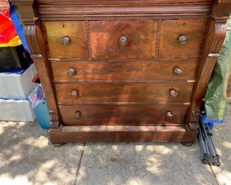 Beautiful late 19th century solid dresser shows minor wood repair needed. 