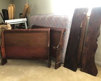 Antique Mahogany Sleigh bed includes custom made and never used mattress 