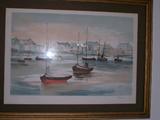 Watercolor featuring skiffs
