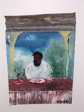 Leonard Jones painting on tin