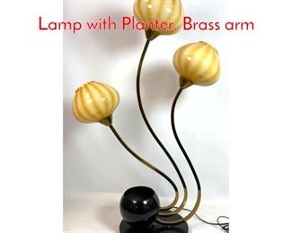 Lot 3 50s Modern Three Arm Table Lamp with Planter. Brass arm