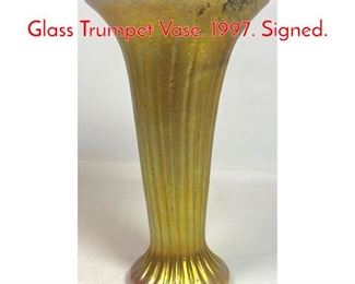 Lot 9 LUNDBERG STUDIOS Art Glass Trumpet Vase. 1997. Signed. 