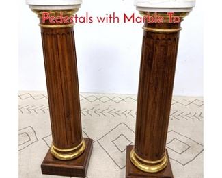 Lot 17 Pair Classic Style Column Form Pedestals with Marble To