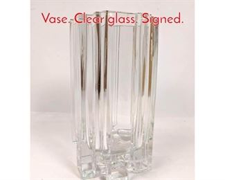 Lot 35 TAPIO WIRKKALA Art Glass Vase. Clear glass. Signed.