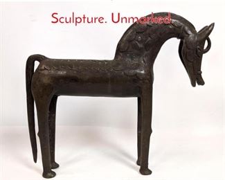 Lot 38 Benin Style Bronze Horse Sculpture. Unmarked.
