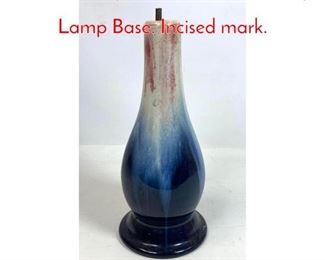 Lot 41 Nicely Glazed Danish Pottery Lamp Base. Incised mark. 