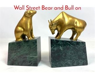 Lot 54 Decorative Brass Bookends. Wall Street Bear and Bull on
