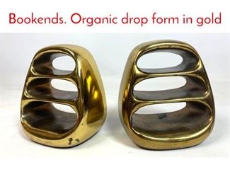 Lot 51 Pr BEN SIEBEL Metal Bookends. Organic drop form in gold