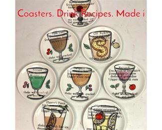 Lot 55 Set 8 FORNASETTI MILANO Coasters. Drink Recipes. Made i