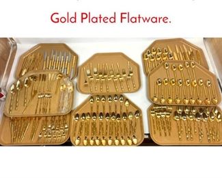 Lot 60 174pcs Faux Bamboo Style Gold Plated Flatware.