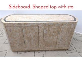 Lot 78 Tesserae Marble Credenza Sideboard. Shaped top with sto