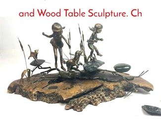 Lot 80 Signed and Numbered Bronze and Wood Table Sculpture. Ch