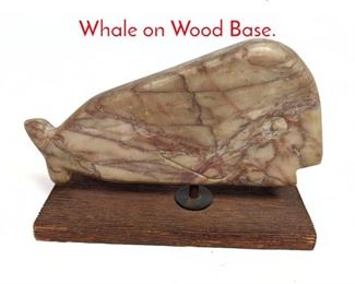 Lot 85 Carved Marble Sculpture of Whale on Wood Base.