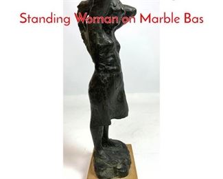 Lot 90 Modernist Bronze Figure of Standing Woman on Marble Bas