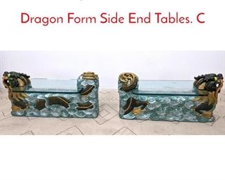 Lot 94 Impressive Painted Asian Dragon Form Side End Tables. C