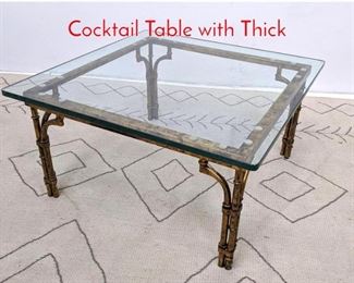 Lot 97 Faux Bamboo Gilt Iron Coffee Cocktail Table with Thick 