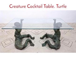 Lot 102 Bronze Italian Nautical Creature Cocktail Table. Turtle