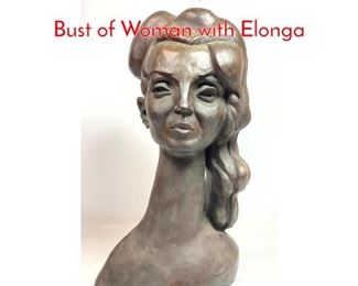 Lot 107 E. NELIZ Expressionist Bronze Bust of Woman with Elonga