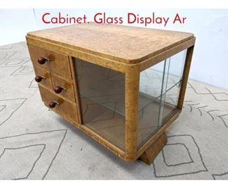 Lot 108 Art Deco Burl Wood Side Table Cabinet. Glass Display Ar