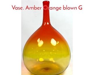 Lot 119 Large BLENKO Style Art Glass Vase. Amber Orange blown G