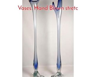 Lot 131 Pair Very Tall Art Glass Floor Vases. Hand Blown stretc