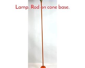 Lot 133 Minimalist Painted Metal Floor Lamp. Rod on cone base.