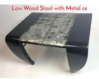 Lot 156 Modernist Paul Evans Style Low Wood Stool with Metal ce
