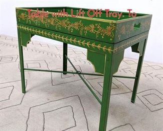 Lot 160 Tole Painted Metal Serving Table with Lift Off Tray. To