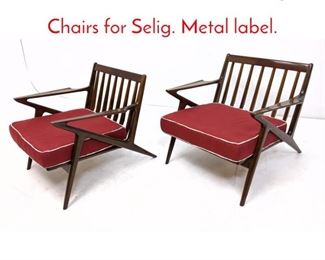 Lot 164 Pr Poul Jensen Z Lounge Chairs for Selig. Metal label.