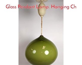 Lot 167 Mid Century Modern Green Glass Pendant Lamp. Hanging Ch