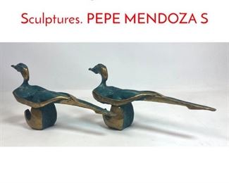 Lot 185 Pair Signed NICK Bronze Bird Sculptures. PEPE MENDOZA S