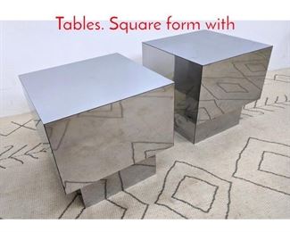 Lot 189 Pair Silver Laminate Side End Tables. Square form with 