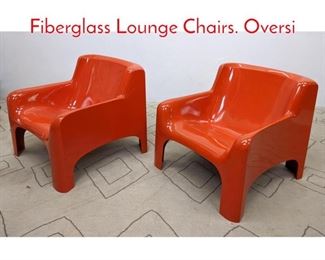 Lot 190 Pair CARLO BARTOLI Red Fiberglass Lounge Chairs. Oversi