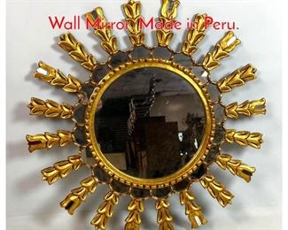Lot 236 Decorator Gilt Wood Sunburst Wall Mirror. Made in Peru.