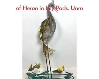 Lot 237 C. JERE Style Wall Sculpture of Heron in Lily Pads. Unm