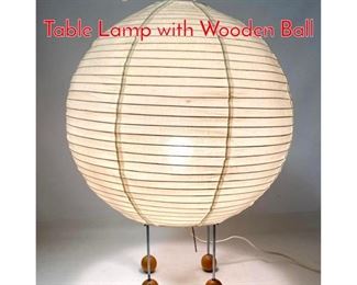 Lot 244 Noguchi Style Linen Lantern Table Lamp with Wooden Ball