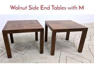 Lot 246 Pair LANE American Modern Walnut Side End Tables with M
