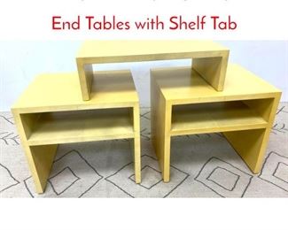 Lot 259 3pcs Karl Springer Style Side End Tables with Shelf Tab
