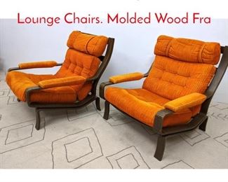 Lot 263 Westnofa Style Oversized Lounge Chairs. Molded Wood Fra