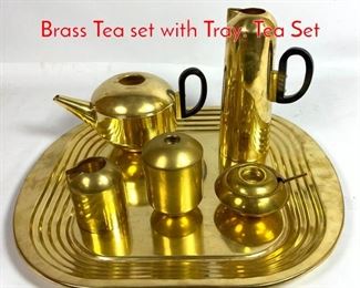 Lot 283 6pc TOM DIXON ECLECTIC Brass Tea set with Tray. Tea Set