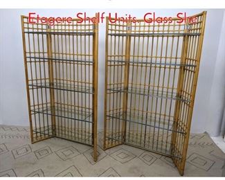 Lot 289 Pair Large Bamboo Rattan Etagere Shelf Units. Glass She