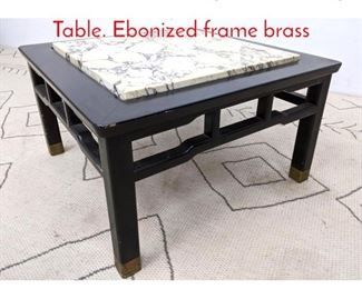 Lot 297 Low Baker Style Marble Top Table. Ebonized frame brass 