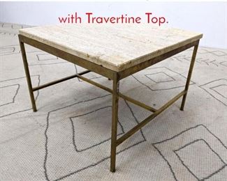 Lot 301 Paul McCobb Style Side Table with Travertine Top. 