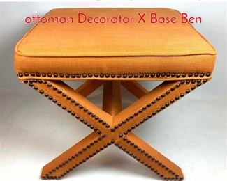 Lot 307 Orange Billy Baldwin style ottoman Decorator X Base Ben