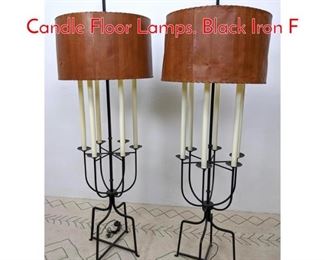 Lot 314 Pair TOMMI PARZINGER 6 Candle Floor Lamps. Black Iron F