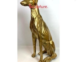 Lot 316 Gold Painted Composition Dog Sculpture. 