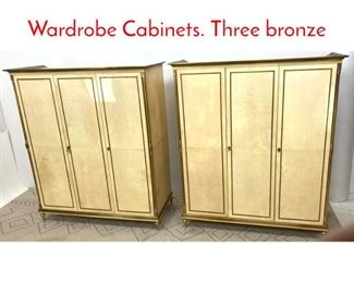 Lot 317 Pair ALDO TURA Goatskin Wardrobe Cabinets. Three bronze