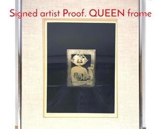 Lot 322 ARUN BOSE 1973 Etching Signed artist Proof. QUEEN frame