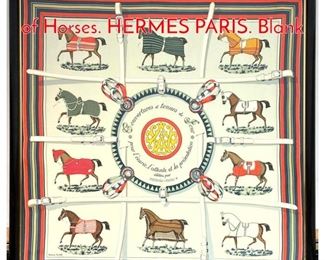 Lot 325 HERMES Framed Silk Scarf of Horses. HERMES PARIS. Blank