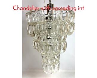 Lot 335 Midcentury Modern Crystal Chandelier with cascading int